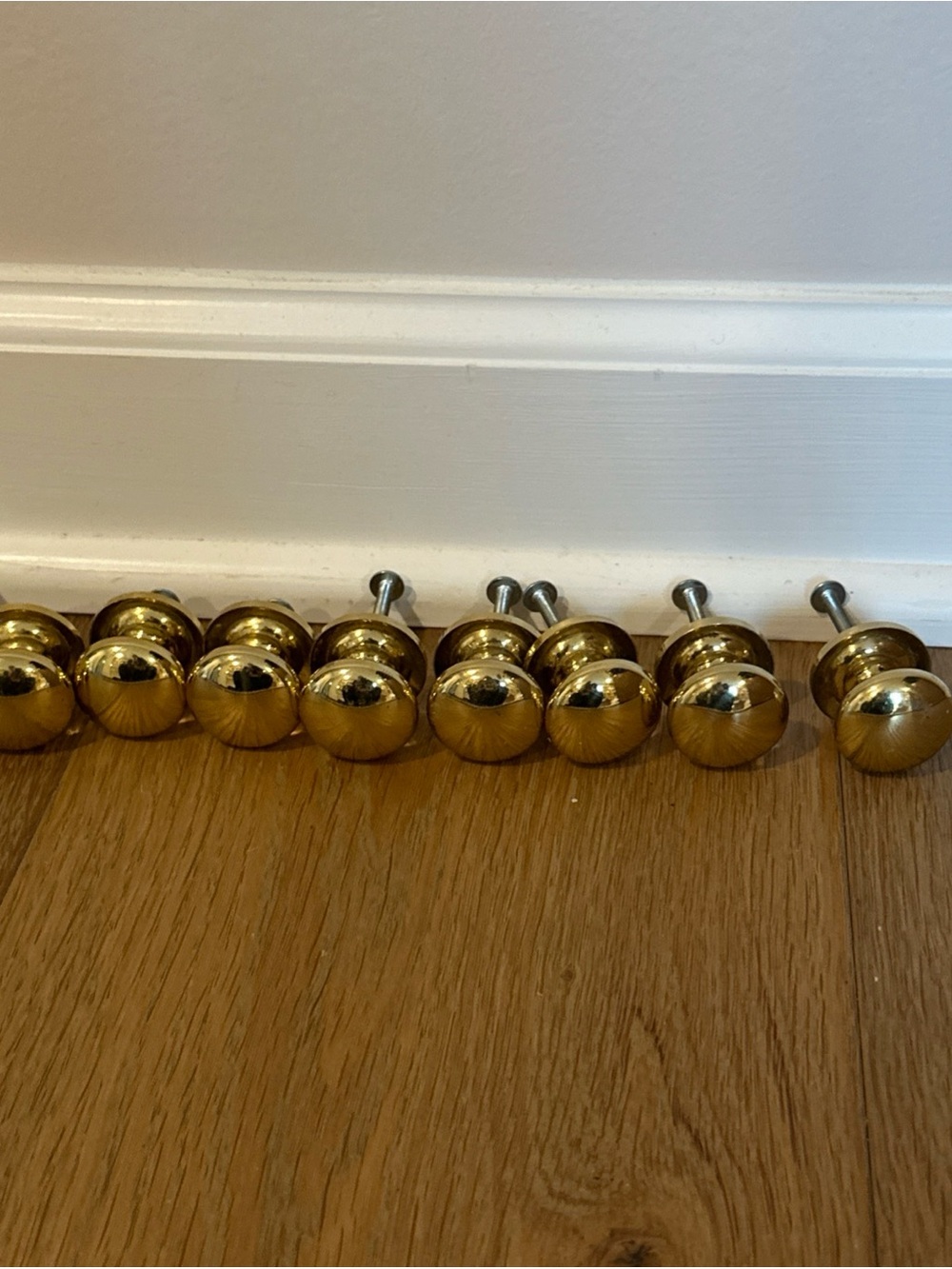Polished Brass Wall Knobs. Set of 9- Gold Finish